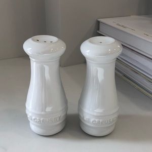 Le Creuset White Ceramic Salt and Pepper Shakers